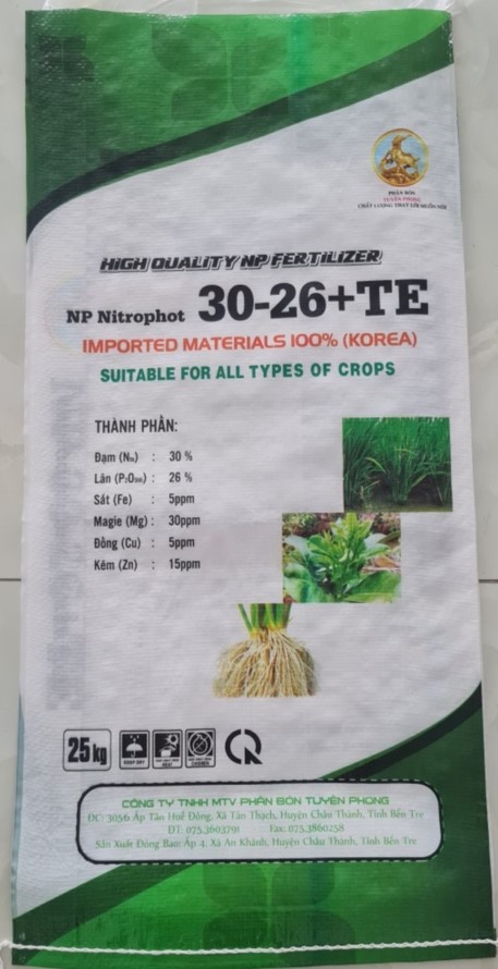 Phân bón hỗn hợp NP - NP Tuyên Phong Nitrophot 30-26+TE